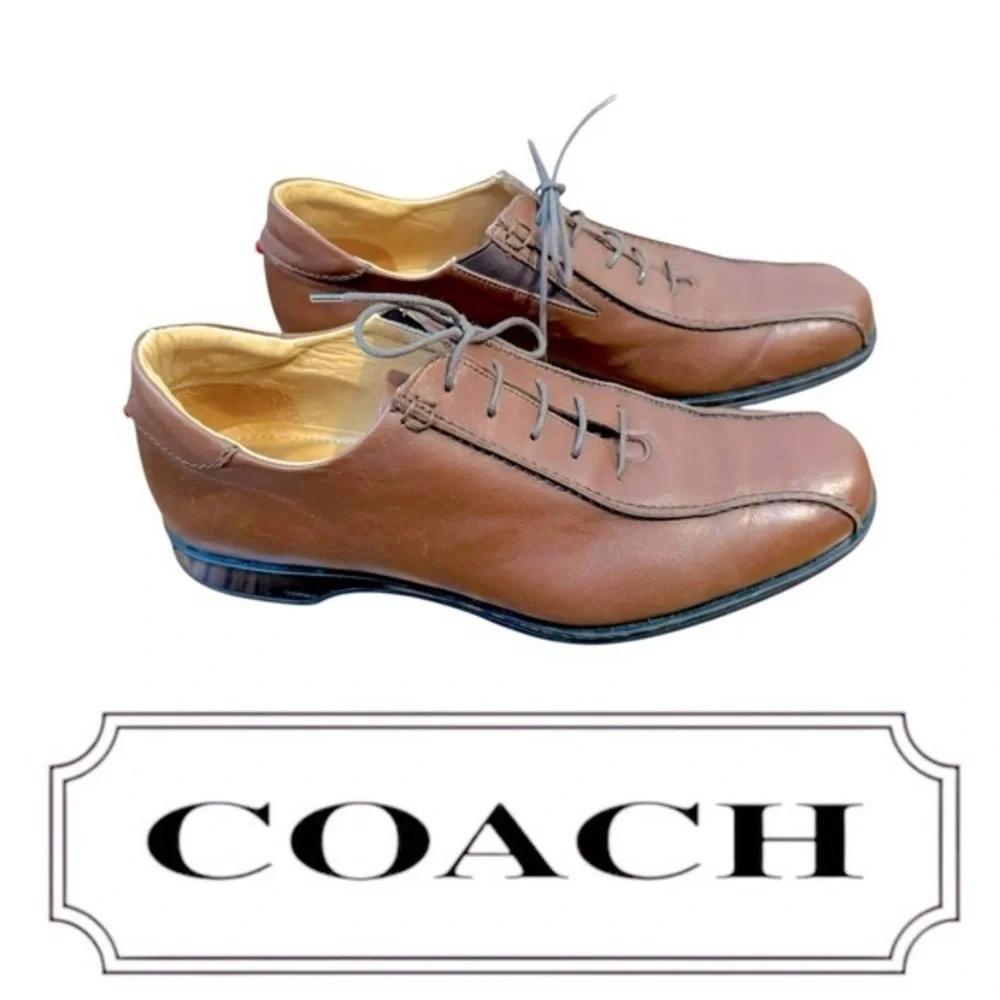 COACH ✘ Corwin BikeToe Dress Oxford Brown Leather Lace Up Shoe Made in Italy, 9